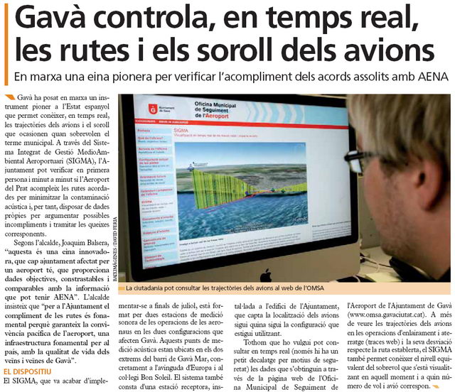 Noticia publicada en EL BRUGUERS sobre la puesta en marcha del sistema SIGMA por parte del Ayuntamiento de Gav� (18 de Septiembre de 2009)
